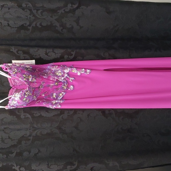 Tony Bowls Paris Sheer Bodice Prom Dress 114736 Fuchsia - Picture 6 of 8